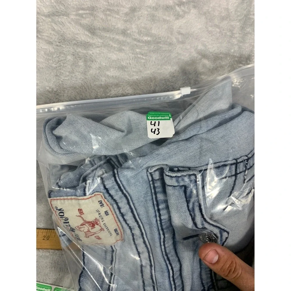 True Religion Ricky Relaxed Straight Jeans Men's 36 Blue Cotton Blend‎ Used